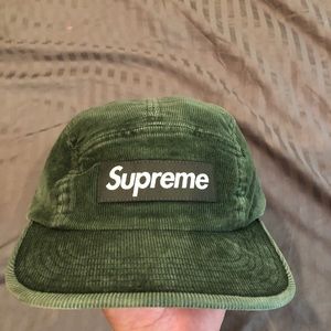 RARE Supreme corduroy camper hat forest green
